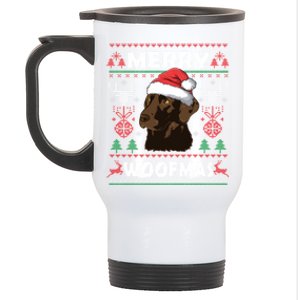 Merry Woofmas Chocolate Lab Santa Claus Dog Christmas Gift Stainless Steel Travel Mug