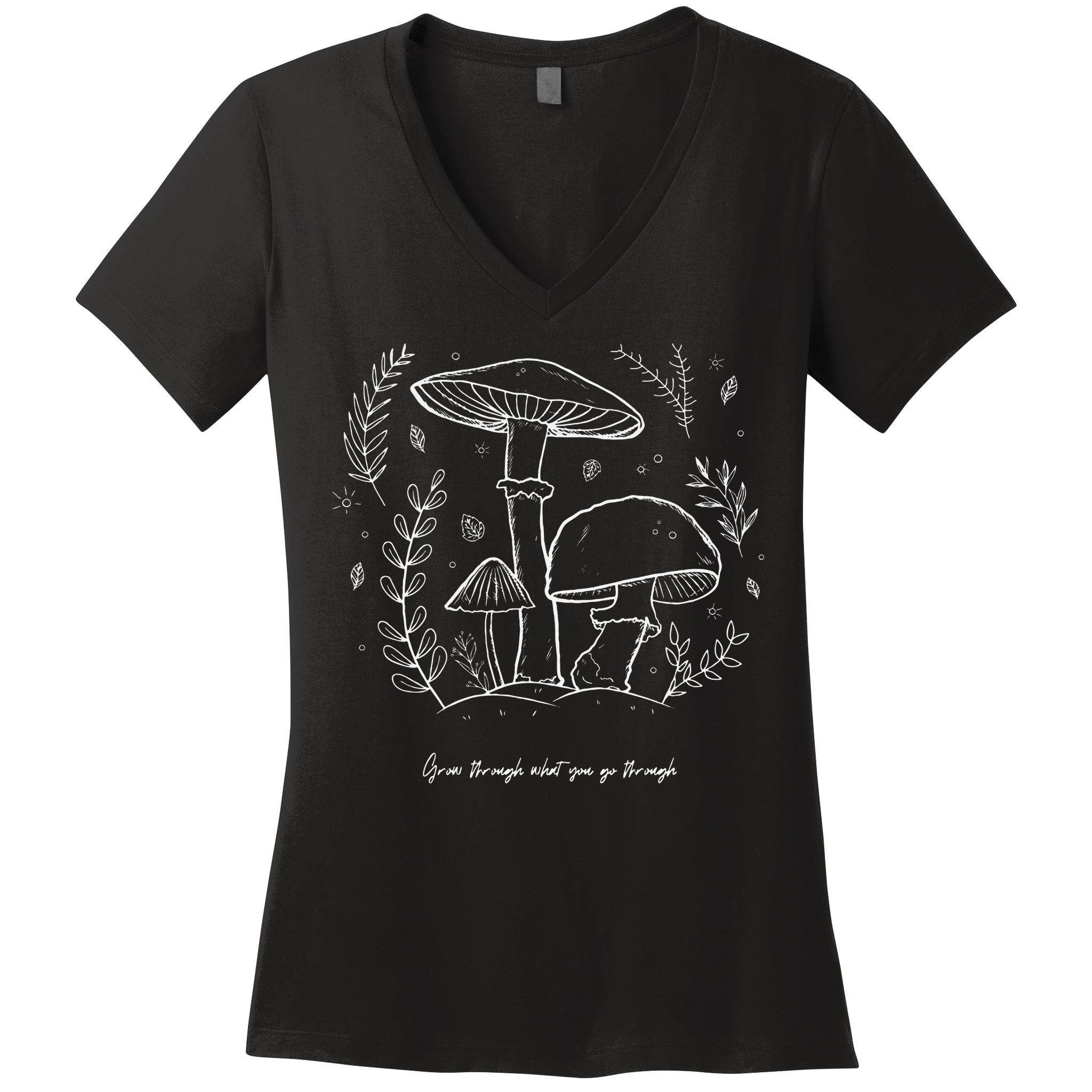 Mushroom Whisperer Cottagecore Aesthetic Mycology Shrooms Women's V-Neck T-Shirt