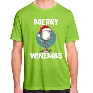 Merry Winemas Christmas Wine Glass Santa Claus Hat Funny Gift Adult ChromaSoft Performance T-Shirt