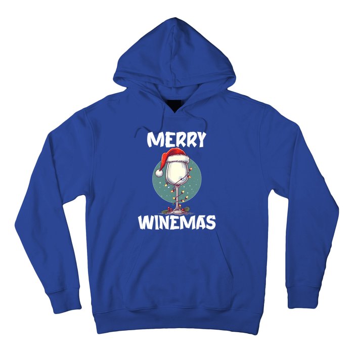 Merry Winemas Christmas Wine Glass Santa Claus Hat Funny Gift Hoodie