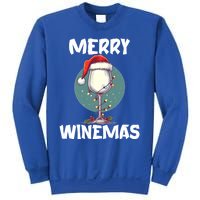 Merry Winemas Christmas Wine Glass Santa Claus Hat Funny Gift Sweatshirt