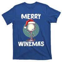 Merry Winemas Christmas Wine Glass Santa Claus Hat Funny Gift T-Shirt