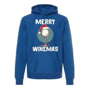 Merry Winemas Christmas Wine Glass Santa Claus Hat Funny Gift Premium Hoodie