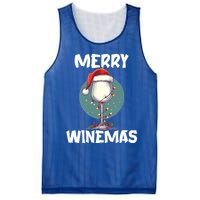 Merry Winemas Christmas Wine Glass Santa Claus Hat Funny Gift Mesh Reversible Basketball Jersey Tank