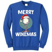 Merry Winemas Christmas Wine Glass Santa Claus Hat Funny Gift Tall Sweatshirt