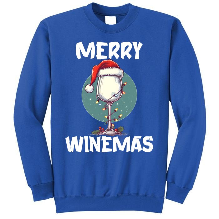 Merry Winemas Christmas Wine Glass Santa Claus Hat Funny Gift Tall Sweatshirt