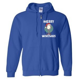 Merry Winemas Christmas Wine Glass Santa Claus Hat Funny Gift Full Zip Hoodie