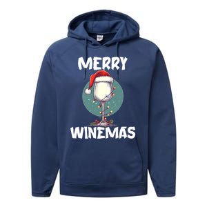 Merry Winemas Christmas Wine Glass Santa Claus Hat Funny Gift Performance Fleece Hoodie