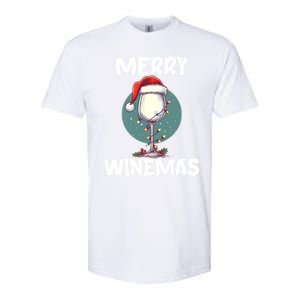 Merry Winemas Christmas Wine Glass Santa Claus Hat Funny Gift Softstyle CVC T-Shirt