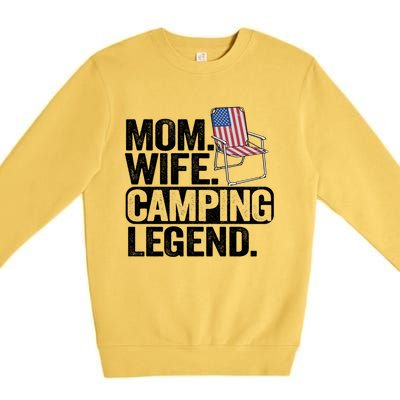 Mom Wife Camping Legend Camper American Flag Camping Gift Premium Crewneck Sweatshirt