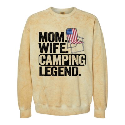 Mom Wife Camping Legend Camper American Flag Camping Gift Colorblast Crewneck Sweatshirt