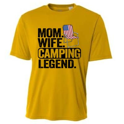 Mom Wife Camping Legend Camper American Flag Camping Gift Cooling Performance Crew T-Shirt