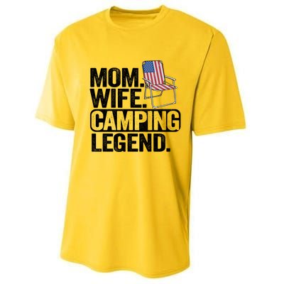 Mom Wife Camping Legend Camper American Flag Camping Gift Performance Sprint T-Shirt