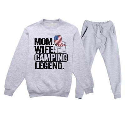 Mom Wife Camping Legend Camper American Flag Camping Gift Premium Crewneck Sweatsuit Set