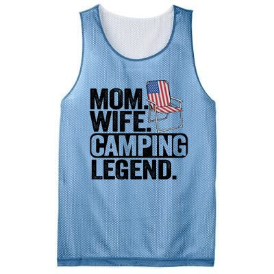 Mom Wife Camping Legend Camper American Flag Camping Gift Mesh Reversible Basketball Jersey Tank