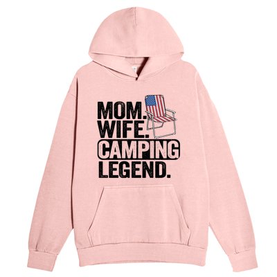 Mom Wife Camping Legend Camper American Flag Camping Gift Urban Pullover Hoodie