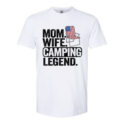 Mom Wife Camping Legend Camper American Flag Camping Gift Softstyle CVC T-Shirt