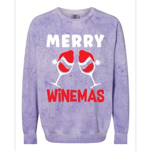 Merry Winemas Christmas Wine Gift Colorblast Crewneck Sweatshirt