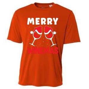 Merry Winemas Christmas Wine Gift Cooling Performance Crew T-Shirt