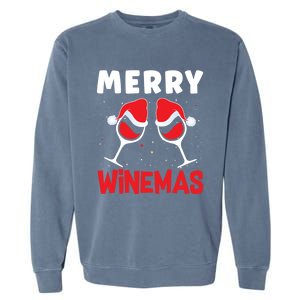 Merry Winemas Christmas Wine Gift Garment-Dyed Sweatshirt