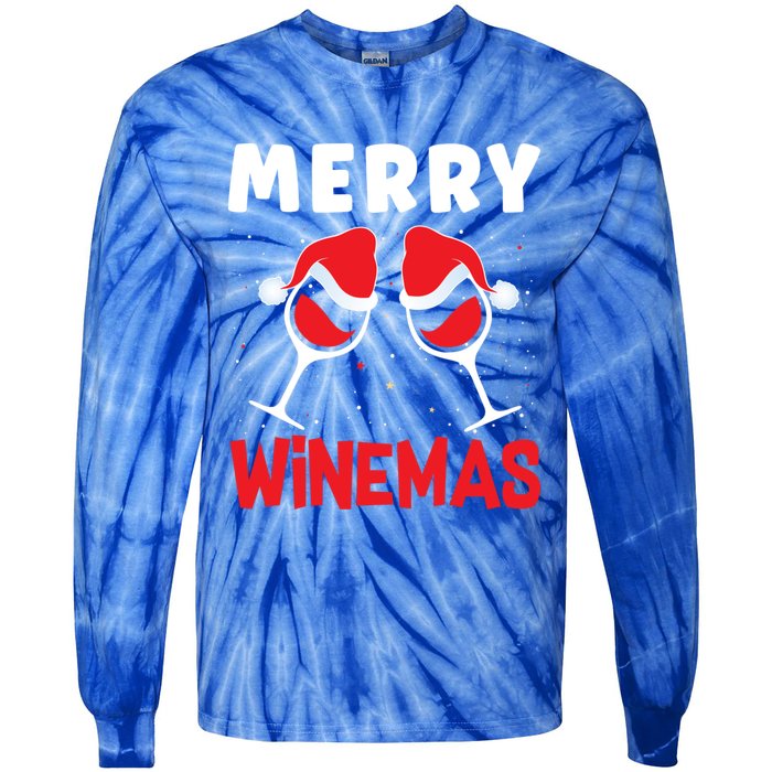 Merry Winemas Christmas Wine Gift Tie-Dye Long Sleeve Shirt