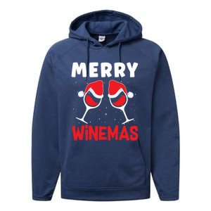 Merry Winemas Christmas Wine Gift Performance Fleece Hoodie