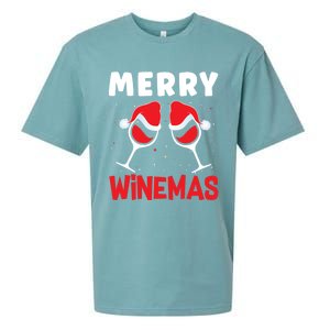 Merry Winemas Christmas Wine Gift Sueded Cloud Jersey T-Shirt