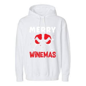 Merry Winemas Christmas Wine Gift Garment-Dyed Fleece Hoodie