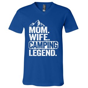 Mom Wife Camping Legend Rv Camper Outdoor Camping Gift V-Neck T-Shirt