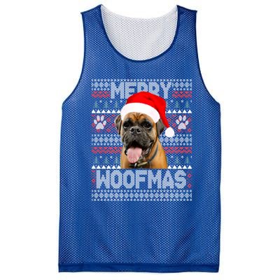 Merry Woofmas Cute Boxer With Santa Hat Dog Fans Cool Gift Mesh Reversible Basketball Jersey Tank