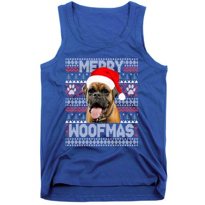 Merry Woofmas Cute Boxer With Santa Hat Dog Fans Cool Gift Tank Top