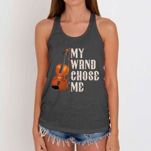 My Wand Chose Me Violin Musician Humor Women's Knotted Racerback Tank