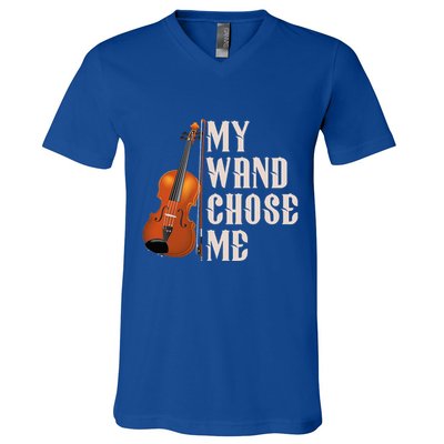 My Wand Chose Me Violin Musician Humor V-Neck T-Shirt