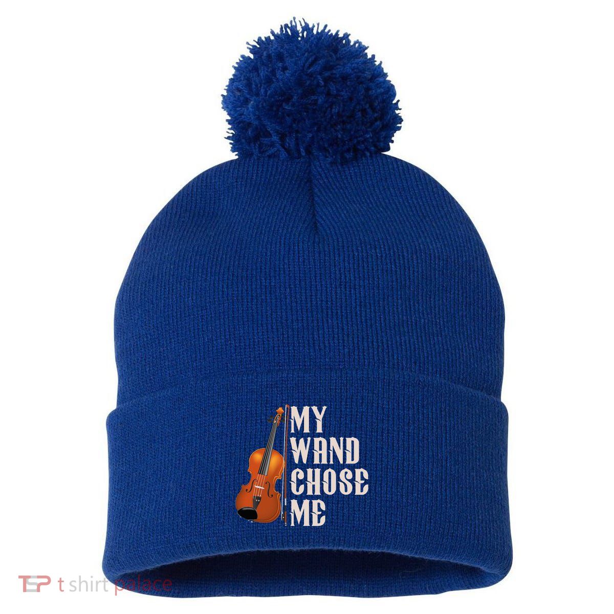 My Wand Chose Me Violin Musician Humor Pom Pom 12in Knit Beanie