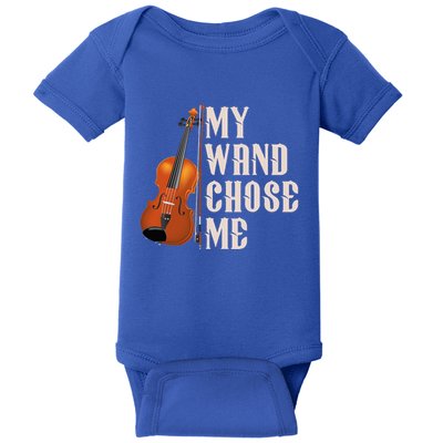 My Wand Chose Me Violin Musician Humor Baby Bodysuit
