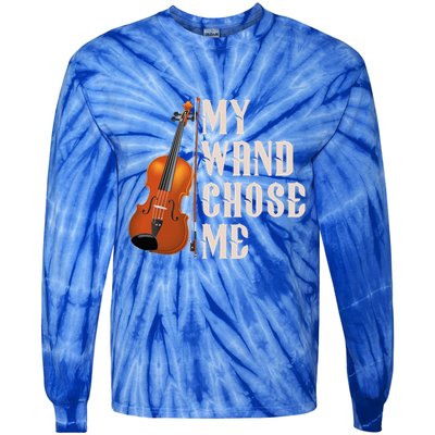 My Wand Chose Me Violin Musician Humor Tie-Dye Long Sleeve Shirt