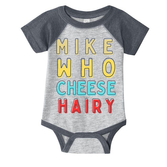 Mike Who Cheese Hairy Funny Humor Embarrassing Infant Baby Jersey Bodysuit