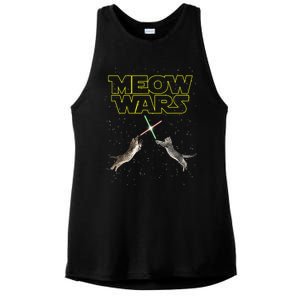 Meow Wars, Cat Wars, Funny Cat, Cat Lover Ladies PosiCharge Tri-Blend Wicking Tank