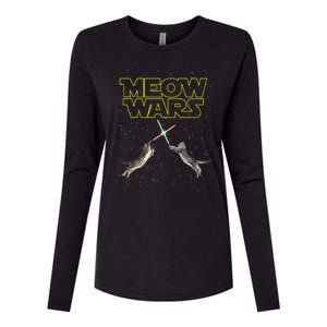 Meow Wars, Cat Wars, Funny Cat, Cat Lover Womens Cotton Relaxed Long Sleeve T-Shirt