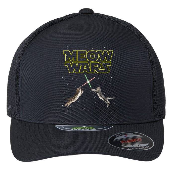 Meow Wars, Cat Wars, Funny Cat, Cat Lover Flexfit Unipanel Trucker Cap