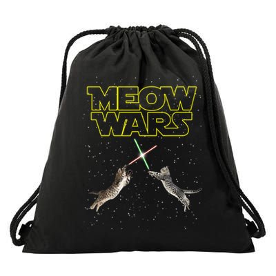 Meow Wars, Cat Wars, Funny Cat, Cat Lover Drawstring Bag