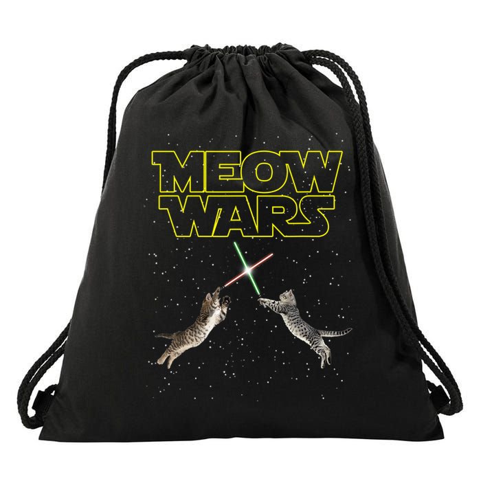 Meow Wars, Cat Wars, Funny Cat, Cat Lover Drawstring Bag