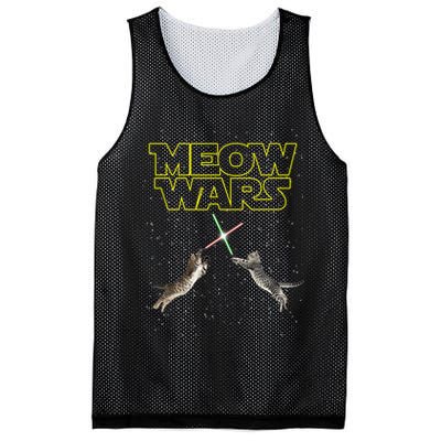 Meow Wars, Cat Wars, Funny Cat, Cat Lover Mesh Reversible Basketball Jersey Tank
