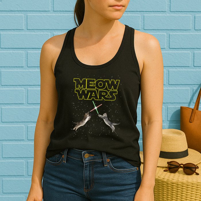 Meow Wars, Cat Wars, Funny Cat, Cat Lover Womens Tank Top
