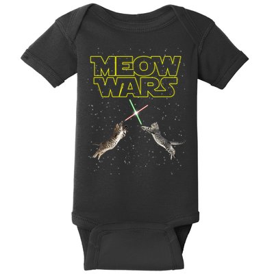 Meow Wars, Cat Wars, Funny Cat, Cat Lover Baby Bodysuit