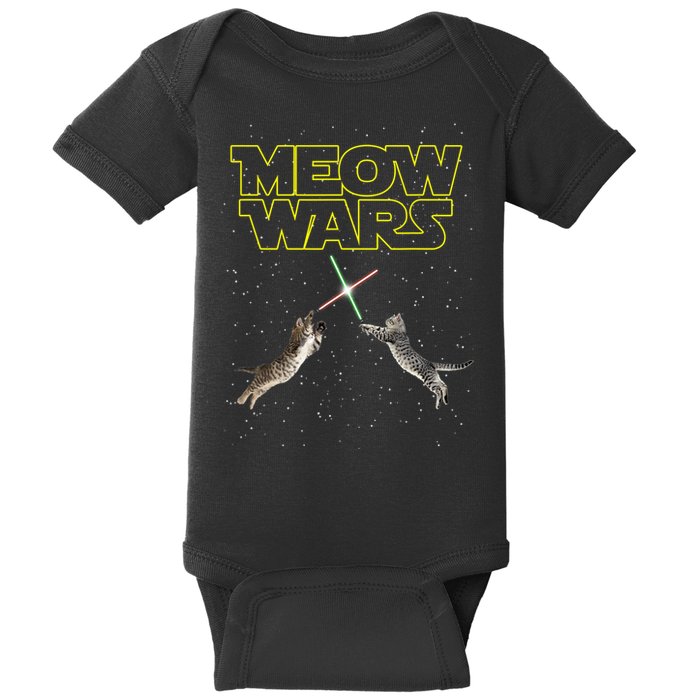 Meow Wars, Cat Wars, Funny Cat, Cat Lover Baby Bodysuit