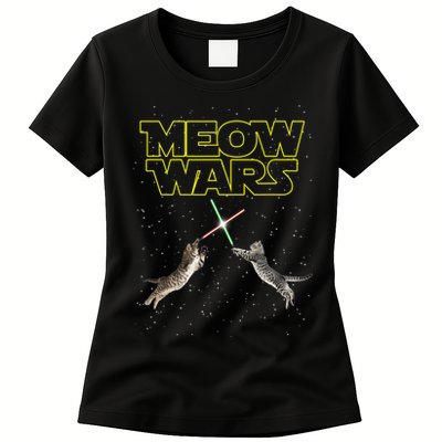 Meow Wars, Cat Wars, Funny Cat, Cat Lover Womens T-Shirt