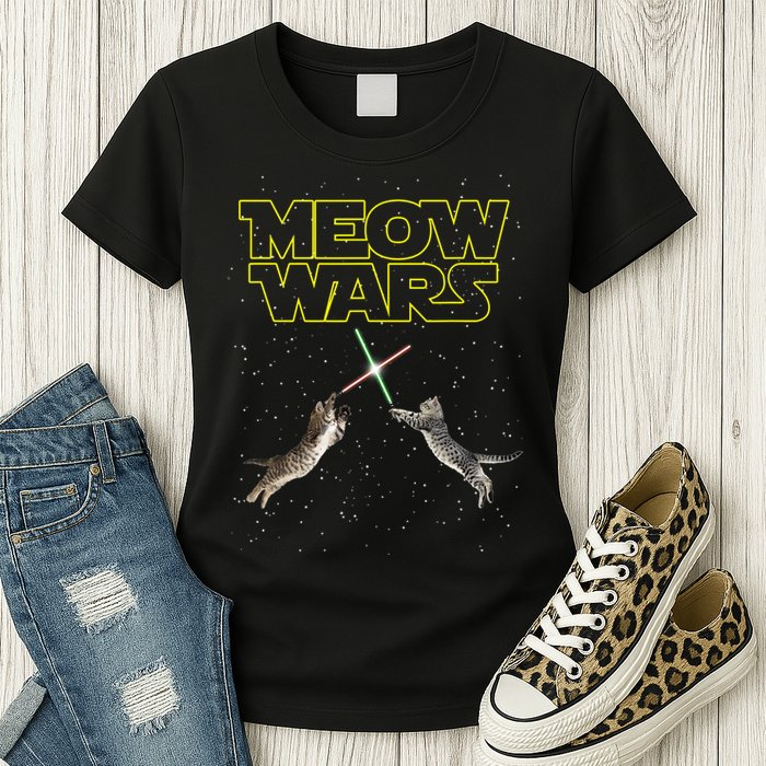 Meow Wars, Cat Wars, Funny Cat, Cat Lover Womens T-Shirt