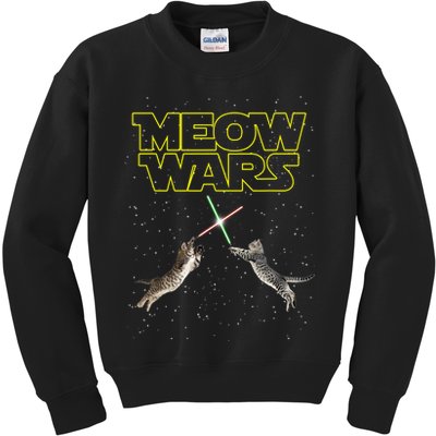 Meow Wars, Cat Wars, Funny Cat, Cat Lover Kids Sweatshirt