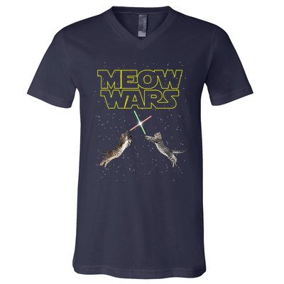 Meow Wars, Cat Wars, Funny Cat, Cat Lover V-Neck T-Shirt